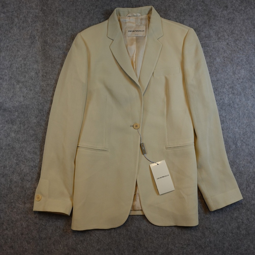 Emporio Armani Blazer Women US 8 IT44 NWT Cream Ivory Textured 1 Button Giacca